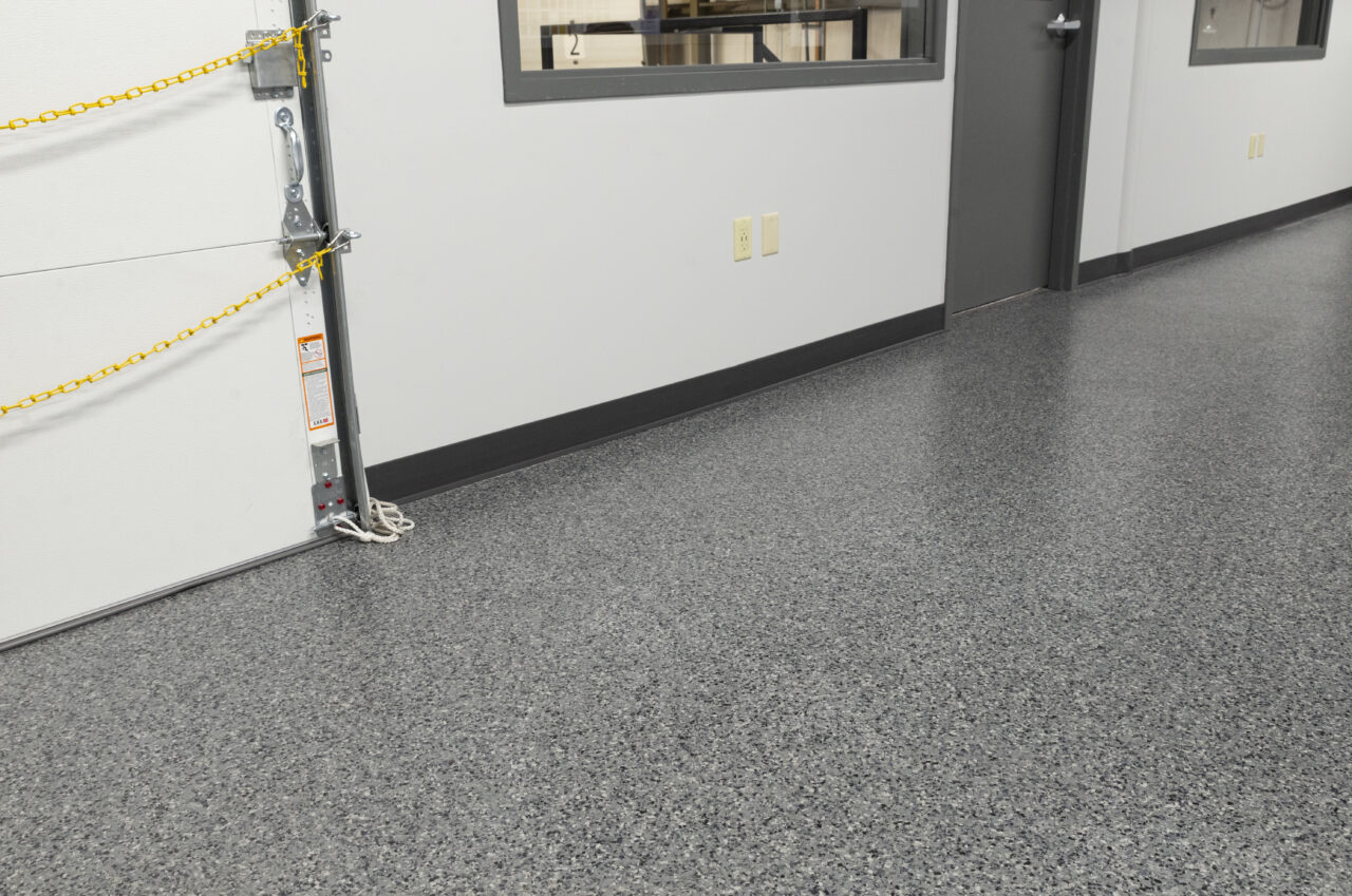 Nightfall 1/4 inch flake blend installed floor